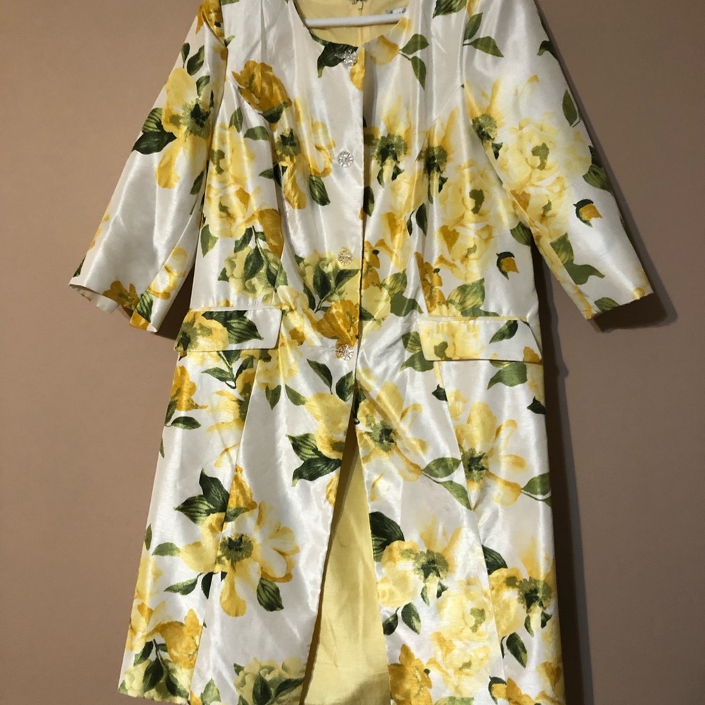 Yellow Flowered 2 pc Suit Dress